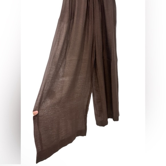 Suite Veintiuno CH Brown Sheer Wide Leg Palazzo Pants High Waist Flowy Boho - Picture 1 of 9